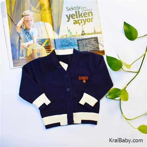 ژاکت بافت نقلی پسرانه یقه هفت