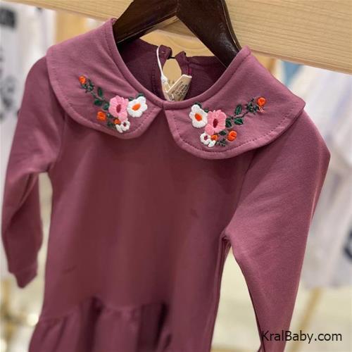 پیراهن دخترانه ترک یقه گلدوزی