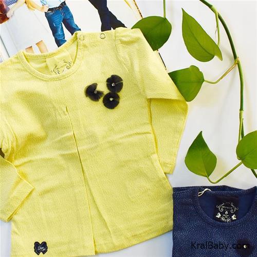 بلوز نخی دخترانه ترک طرح سه گل