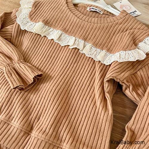 ست دخترانه مخمل کبریتی ترک