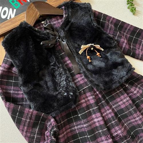 پیراهن ترک دخترانه پشم جلیقه دار