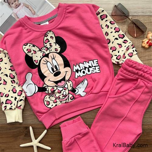 بلوز شلوار دخترانه میکی استین پلنکی