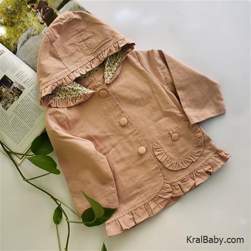 بارانی کتان دخترانه تک جیب