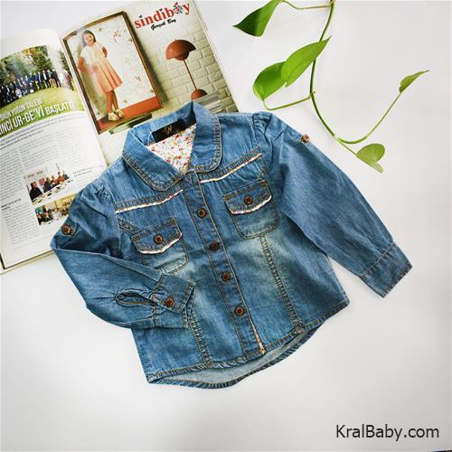 شومیز جین گلدار دخترانه وارداتی