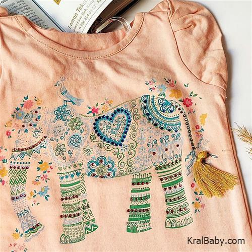 تیشرت دخترانه ترک طرح فیل کد 18