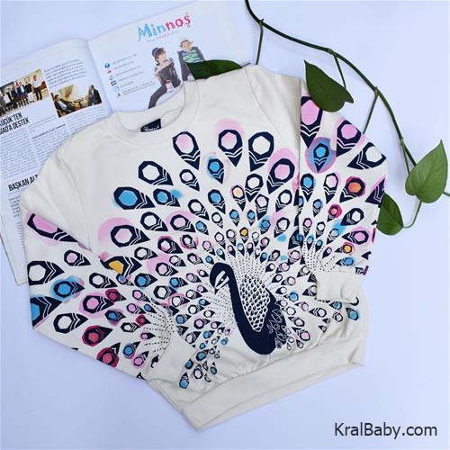 بلوز نخ وپنبه ترک طرح طاووس