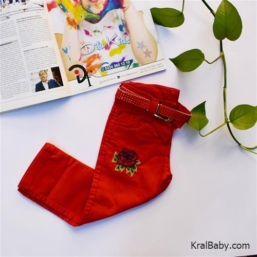 شلوار کتان طرح گل رز