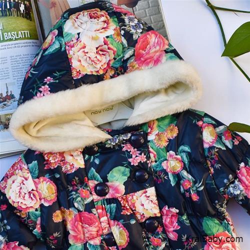 کاپشن تو خز گل گلی ترک