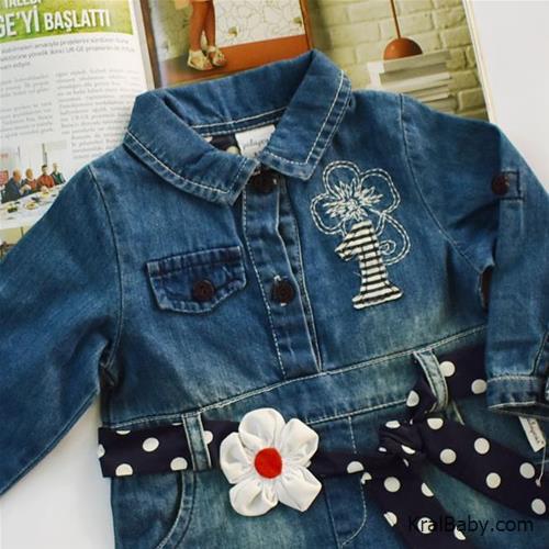 تونیک جین کاغذی کمر گل سفید