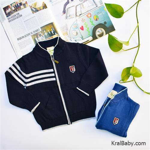 ژاکت بافت نقلی پسرانه زیپ دار