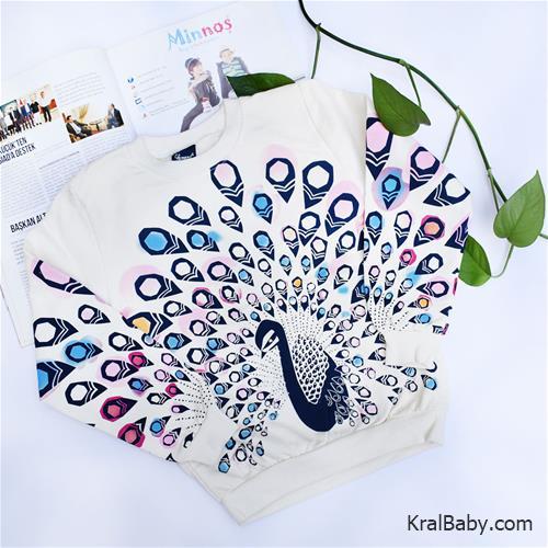 بلوز نخ وپنبه ترک طرح طاووس