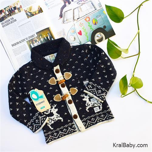 ژاکت بافت پسرانه  ترک مرینوس طرح گوزن