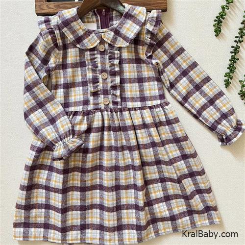 پیراهن ترک دخترانه پشمی زرشکی