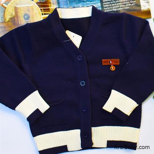 ژاکت بافت نقلی پسرانه یقه هفت