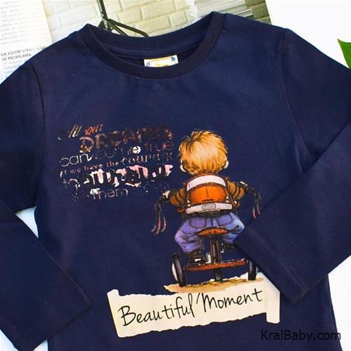 بلوز پسرانه نخی ترک طرح سه چرخه سوار