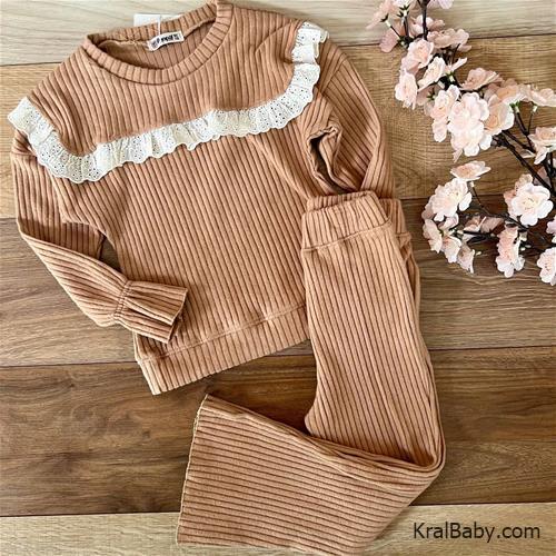 ست دخترانه مخمل کبریتی ترک