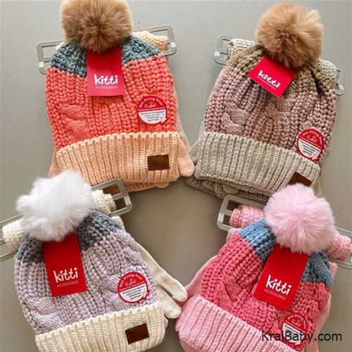 ست شال کلاه دخترانه ترک  2318007 kitti