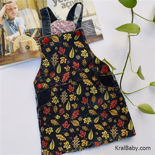 سارافن دخترانه ترک طرح برگ پاییزه